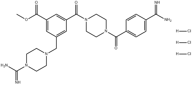 Benzoic acid, 3-[[4-[4-(aminoiminomethyl)benzoyl]-1-piperazinyl]carbonyl]-5-[[4-(aminoiminomethyl)-1-piperazinyl]methyl]-, methyl ester, hydrochloride (1:3)|