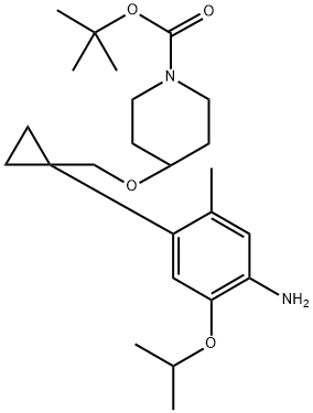 tert-butyl 4-((1-(4-amino-5-isopropoxy-2-methylphenyl)cyclopropyl)methoxy)piperidine-1-carboxylate Structure
