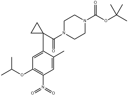 tert-butyl 4-(1-(5-isopropoxy-2-methyl-4-nitrophenyl)cyclopropanecarbonyl)piperazine-1-carboxylate Structure