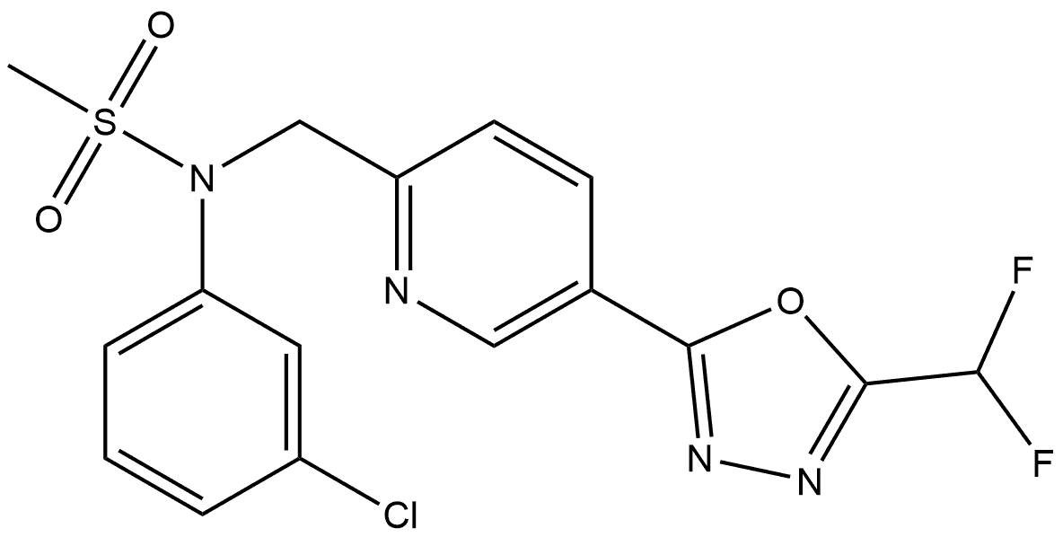 N-(3-Chlorophenyl)-N-[[5-[5-(difluoromethyl)-1,3,4-oxadiazol-2-yl]-2-pyridinyl]methyl]methanesulfonamide Structure