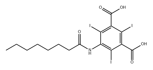 1,3-Benzenedicarboxylic acid, 2,4,6-triiodo-5-[(1-oxooctyl)amino]- 化学構造式