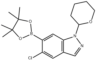 1H-Indazole, 5-chloro-1-(tetrahydro-2H-pyran-2-yl)-6-(4,4,5,5-tetramethyl-1,3,2-dioxaborolan-2-yl)- Structure