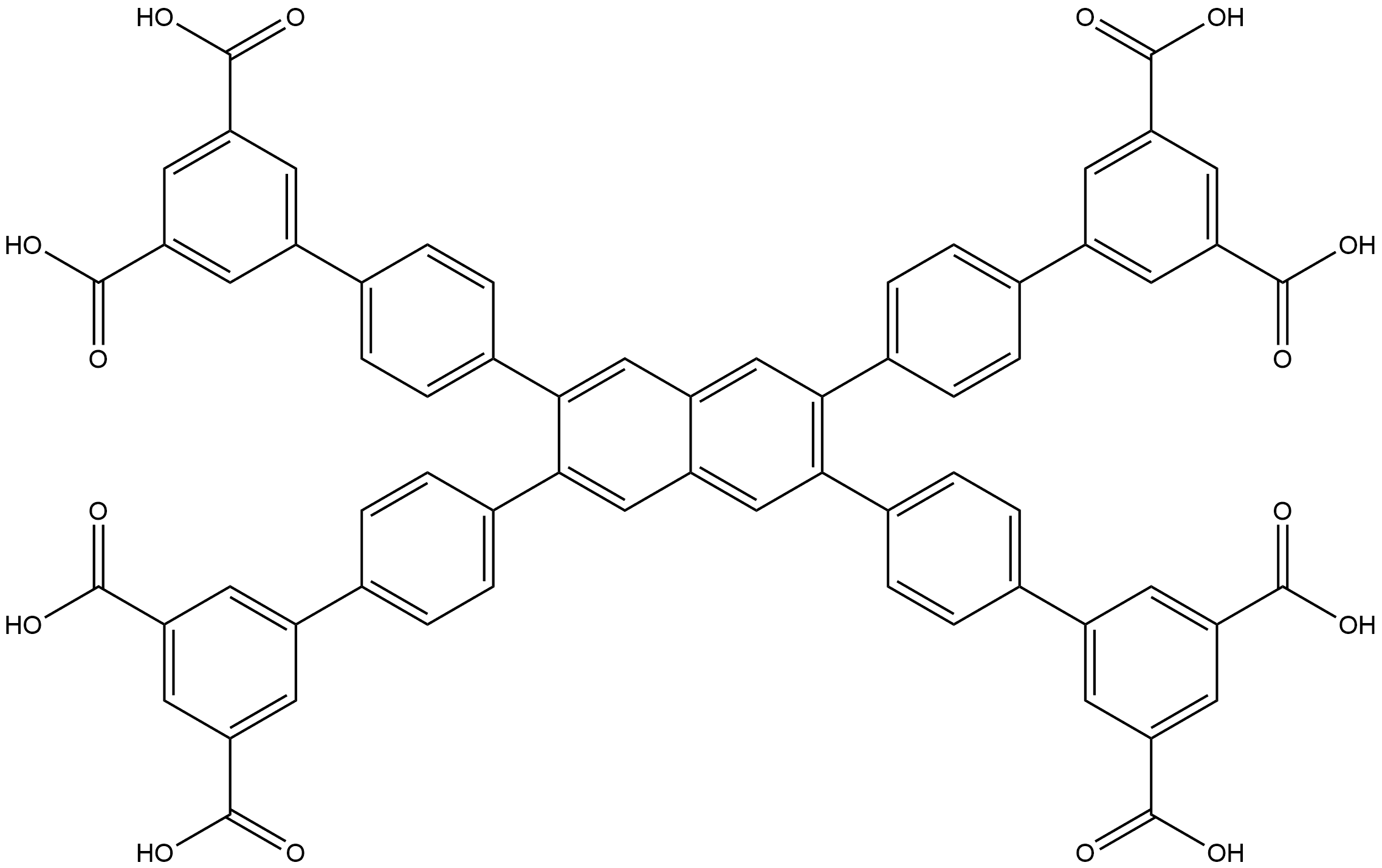 4′,4′′′,4′′′′′,4′′′′′′′-(2,3,6,7-Naphthalenetetrayl)tetrakis[[1,1′-biphenyl]-3,5-dicarboxylic acid] Structure