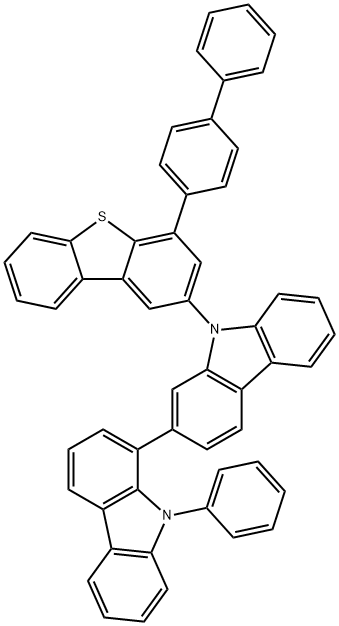 1,2'-Bi-9H-carbazole, 9'-(4-[1,1'-biphenyl]-4-yl-2-dibenzothienyl)-9-phenyl- Structure