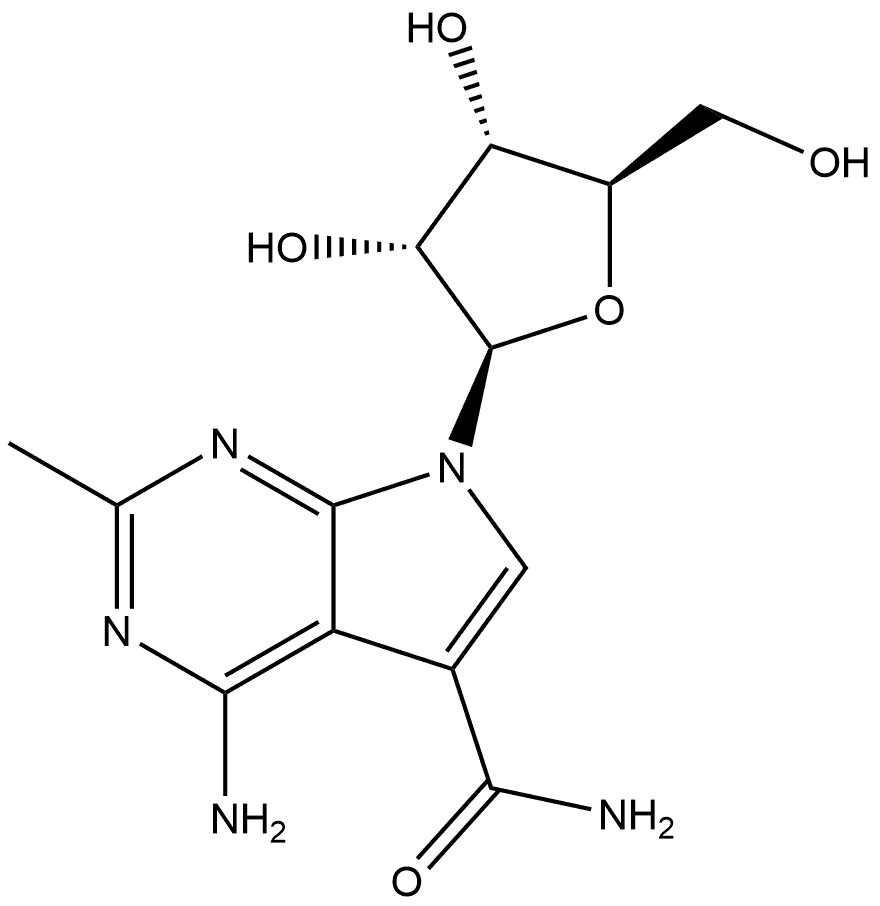 7H-Pyrrolo[2,3-d]pyrimidine-5-carboxamide, 4-amino-2-methyl-7-β-D-ribofuranosyl- Structure