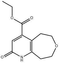 Oxepino[4,5-b]pyridine-4-carboxylic acid, 1,2,5,6,8,9-hexahydro-2-oxo-, ethyl ester 化学構造式