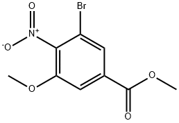 3-甲氧基-4-硝基-5-溴苯甲酸甲酯 结构式