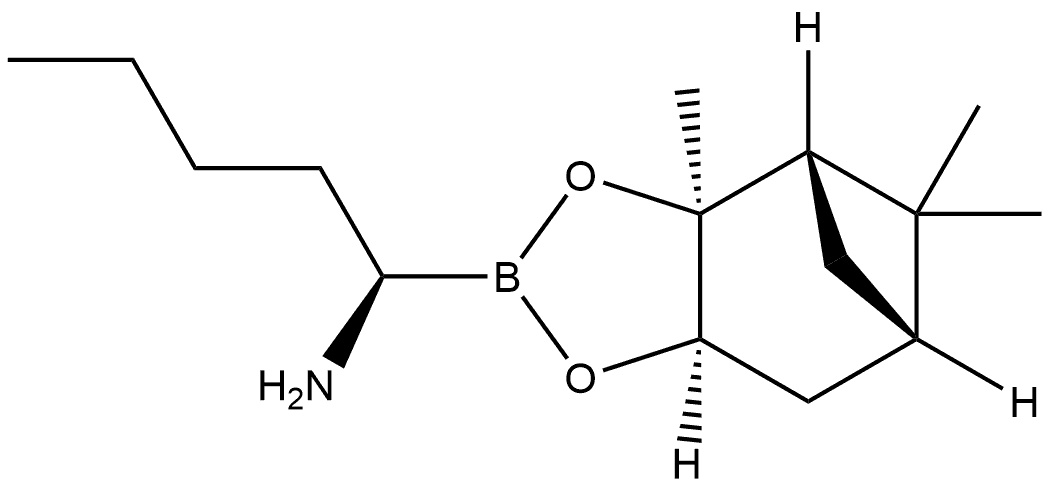 4,6-Methano-1,3,2-benzodioxaborole-2-methanamine, α-butylhexahydro-3a,5,5-trimethyl-, (αR,3aS,4S,6S,7aR)- 化学構造式
