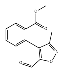 Benzoic acid, 2-(5-formyl-3-methyl-4-isoxazolyl)-, methyl ester Structure