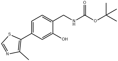 Carbamic acid, N-[[2-hydroxy-4-(4-methyl-5-thiazolyl)phenyl]methyl]-, 1,1-dimethylethyl ester 化学構造式