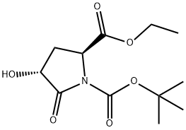 1-(1,1-Dimethylethyl) 2-ethyl (2S,4R)-4-hydroxy-5-oxo-1,2-pyrrolidinedicarboxylate Struktur