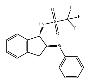 Methanesulfonamide, N-[(1S,2S)-2,3-dihydro-2-(phenylseleno)-1H-inden-1-yl]-1,1,1-trifluoro- 化学構造式