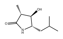 2-Pyrrolidinone, 4-hydroxy-3-methyl-5-(2-methylpropyl)-, (3R,4R,5S)- 化学構造式