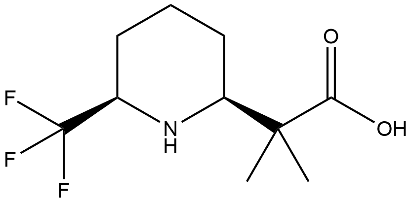 rac-2-methyl-2-[(2R,6S)-6-(trifluoromethyl)piperidin-2-yl]propanoic acid, cis 化学構造式