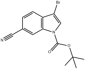 3-溴-6-氰基-1H-吲哚-1-羧酸叔丁酯 结构式