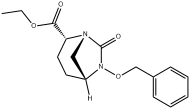 1,6-Diazabicyclo[3.2.1]octane-2-carboxylic acid, 7-oxo-6-(phenylmethoxy)-, ethyl ester, (1R,2R,5R)- 化学構造式