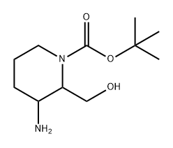 1-Piperidinecarboxylic acid, 3-amino-2-(hydroxymethyl)-, 1,1-dimethylethyl ester Structure