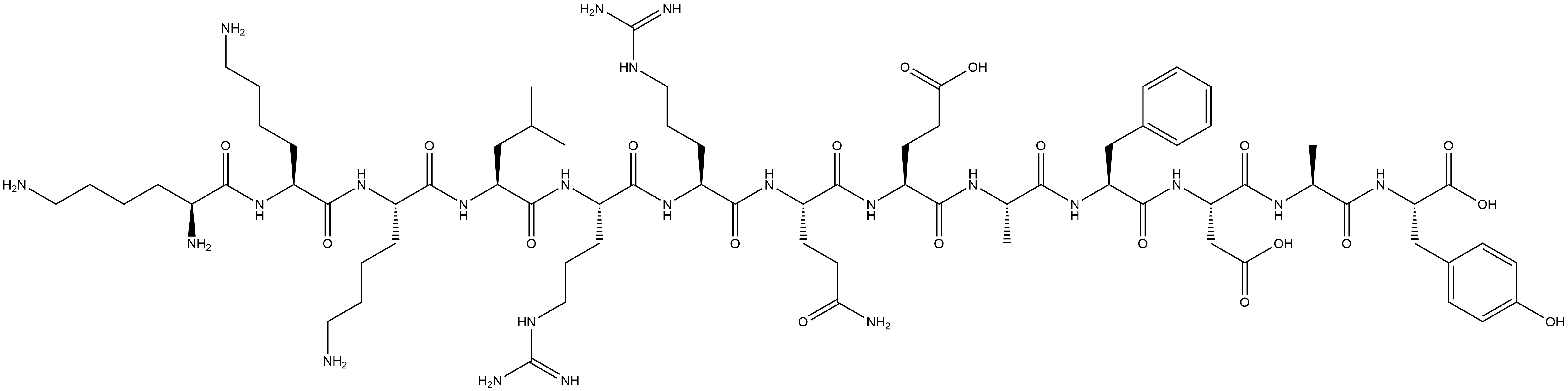 L-Tyrosine, L-lysyl-L-lysyl-L-lysyl-L-leucyl-L-arginyl-L-arginyl-L-glutaminyl-L-α-glutamyl-L-alanyl-L-phenylalanyl-L-α-aspartyl-L-alanyl- Structure