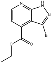 1H-Pyrazolo[3,4-b]pyridine-4-carboxylic acid, 3-bromo-, ethyl ester Struktur