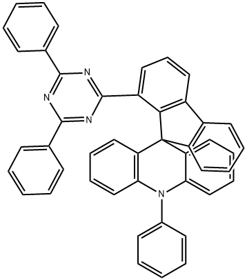 Spiro[acridine-9(10H),9'-[9H]fluorene], 1'-(4,6-diphenyl-1,3,5-triazin-2-yl)-10-phenyl- 化学構造式