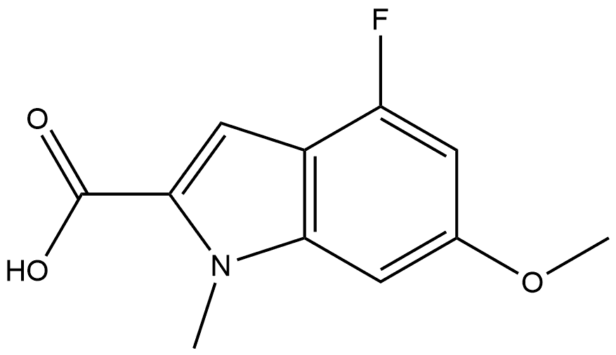 4-Fluoro-6-methoxy-1-methylindole-2-carboxylic Acid Structure