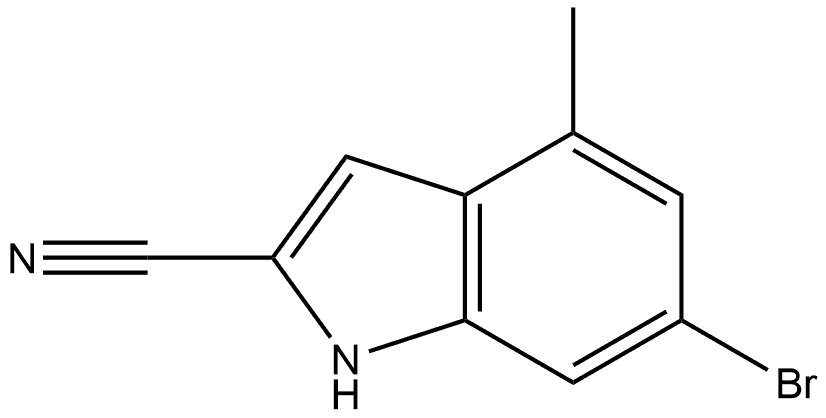 6-Bromo-4-methyl-1H-indole-2-carbonitrile 化学構造式