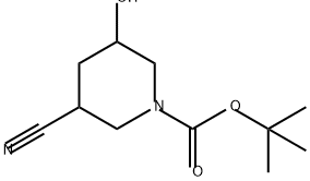 1-Piperidinecarboxylic acid, 3-cyano-5-hydroxy-, 1,1-dimethylethyl ester Structure