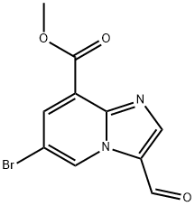 Imidazo[1,2-a]pyridine-8-carboxylic acid, 6-bromo-3-formyl-, methyl ester Struktur