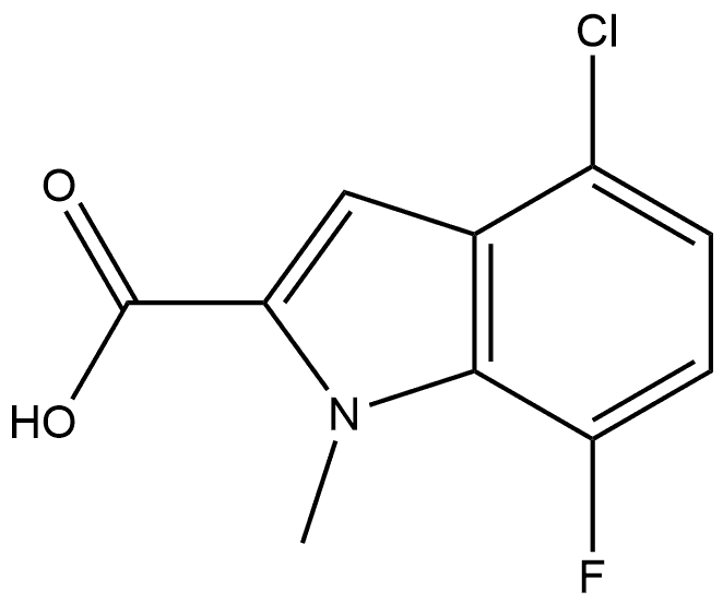 4-氯-7-氟-1-甲基吲哚-2-甲酸 结构式