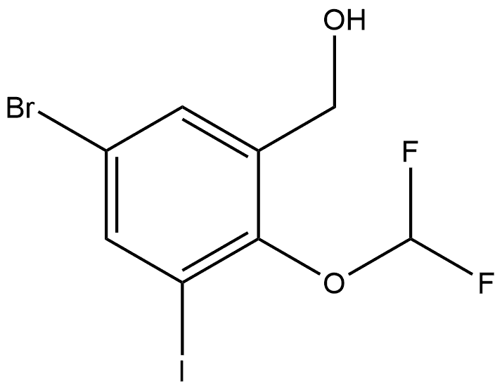 5-Bromo-2-(difluoromethoxy)-3-iodobenzenemethanol,2092206-74-9,结构式