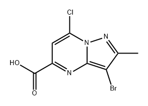 Pyrazolo[1,5-a]pyrimidine-5-carboxylic acid, 3-bromo-7-chloro-2-methyl- 结构式