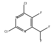 Pyrimidine, 2,4-dichloro-6-(difluoromethyl)-5-fluoro- 化学構造式