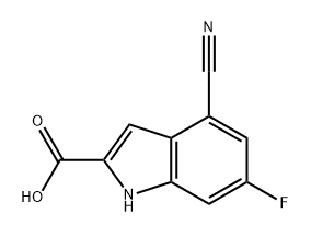 4-氰基-6-氟-1H-吲哚-2-羧酸,2092787-66-9,结构式