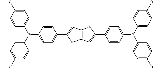 4,4′-(チエノ[3,2-b]チオフェン-2,5-ジイル)ビス[N,N-ビス(4-メトキシフェニル)アニリン] 化学構造式