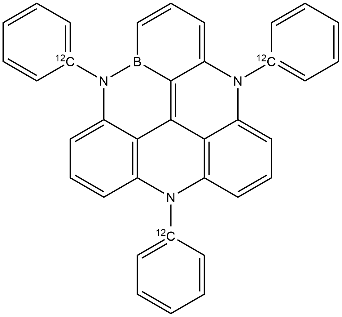 4H,8H,12H-4,8,12-Triaza-12c-boradibenzo[cd,mn]pyrene, 4,8,12-triphenyl- 结构式