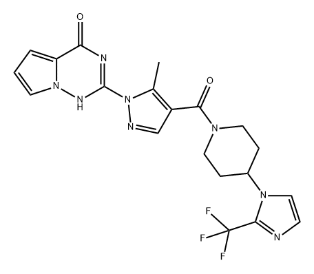 2093425-45-5 Pyrrolo[2,1-f][1,2,4]triazin-4(1H)-one, 2-[5-methyl-4-[[4-[2-(trifluoromethyl)-1H-imidazol-1-yl]-1-piperidinyl]carbonyl]-1H-pyrazol-1-yl]-