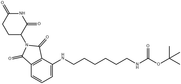 Carbamic acid, N-[6-[[2-(2,6-dioxo-3-piperidinyl)-2,3-dihydro-1,3-dioxo-1H-isoindol-4-yl]amino]hexyl]-, 1,1-dimethylethyl ester Struktur