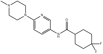 Cyclohexanecarboxamide, 4,4-difluoro-N-[6-(4-methyl-1-piperazinyl)-3-pyridinyl]-,2093665-51-9,结构式