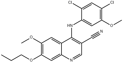 3-Quinolinecarbonitrile, 4-[(2,4-dichloro-5-methoxyphenyl)amino]-6-methoxy-7-propoxy- 化学構造式