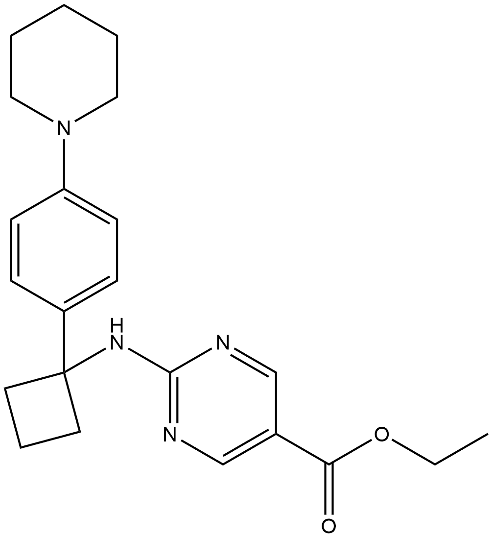 Ethyl 2-[[1-[4-(1-piperidinyl)phenyl]cyclobutyl]amino]-5-pyrimidinecarboxylate Structure