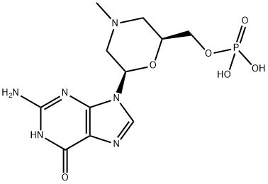 2-Amino-1,9-dihydro-9-[(2R,6S)-4-methyl-6-[(phosphonooxy)methyl]-2-morpholinyl]-6H-purin-6-one 结构式