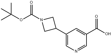 3-Pyridinecarboxylic acid, 5-[1-[(1,1-dimethylethoxy)carbonyl]-3-azetidinyl]- 结构式