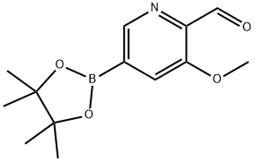 3-甲氧基-5-(4,4,5,5-四甲基-1,3,2-二噁硼烷-2-基)吡啶甲醛, 2096331-70-1, 结构式