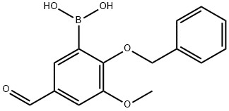 2-苄氧基-5-甲酰基-3-甲氧基苯硼酸 结构式