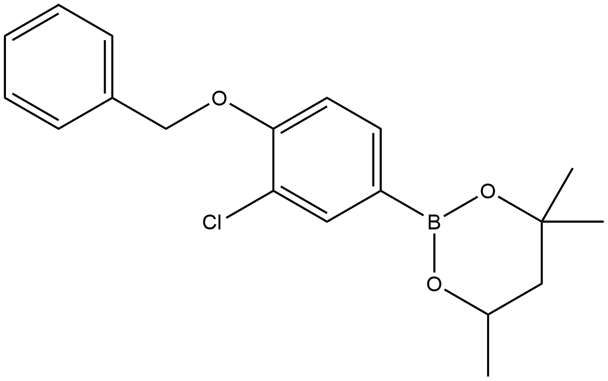 2-[3-Chloro-4-(phenylmethoxy)phenyl]-4,4,6-trimethyl-1,3,2-dioxaborinane Structure