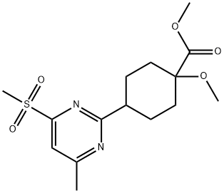 methyl 1-methoxy-4-(4-methyl-6-(methylsulfonyl)pyrimidin-2-yl)cyclohexane-1-carboxylate Struktur