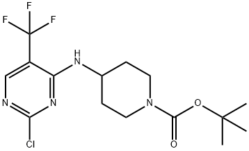 1-Piperidinecarboxylic acid, 4-[[2-chloro-5-(trifluoromethyl)-4-pyrimidinyl]amino]-, 1,1-dimethylethyl ester 化学構造式