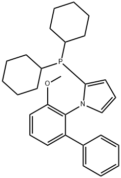 2-(dicyclohexylphosphanyl)-1-(3-methoxy-[1,1'-biphenyl]-2-yl)-1H-pyrrole 结构式