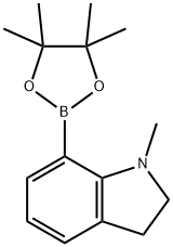 1H-Indole, 2,3-dihydro-1-methyl-7-(4,4,5,5-tetramethyl-1,3,2-dioxaborolan-2-yl)- Struktur