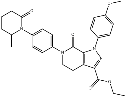 1H-Pyrazolo[3,4-c]pyridine-3-carboxylic acid, 4,5,6,7-tetrahydro-1-(4-methoxyphenyl)-6-[4-(2-methyl-6-oxo-1-piperidinyl)phenyl]-7-oxo-, ethyl ester Struktur